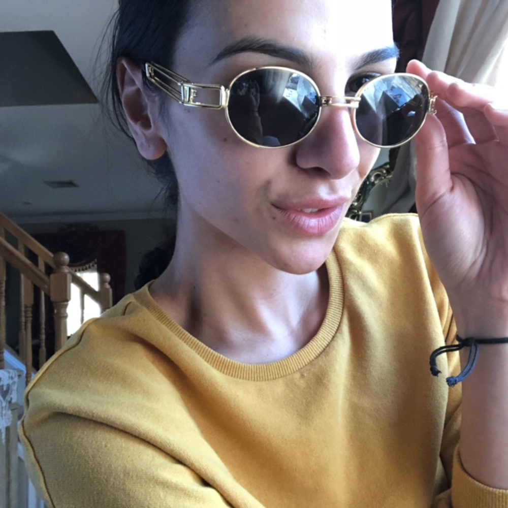 Retro Round Metal Oval Frame 90s Sunglasses - Picture 3 of 6